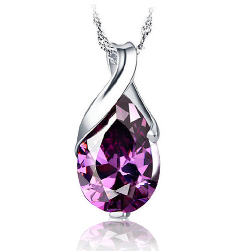 Amethyst Purple Water Drop Necklace
