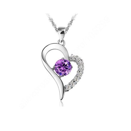 Purple Stone Superior Heart Necklaces